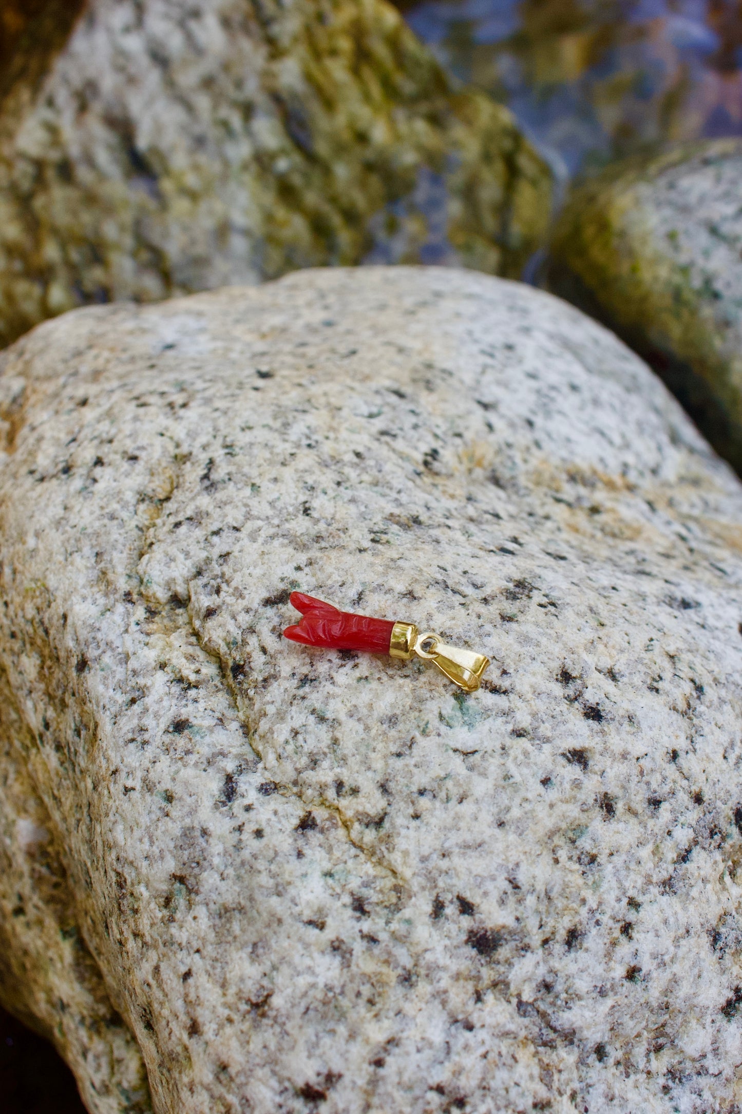 Pendentif « Corne » en Corail Corse et Or 925