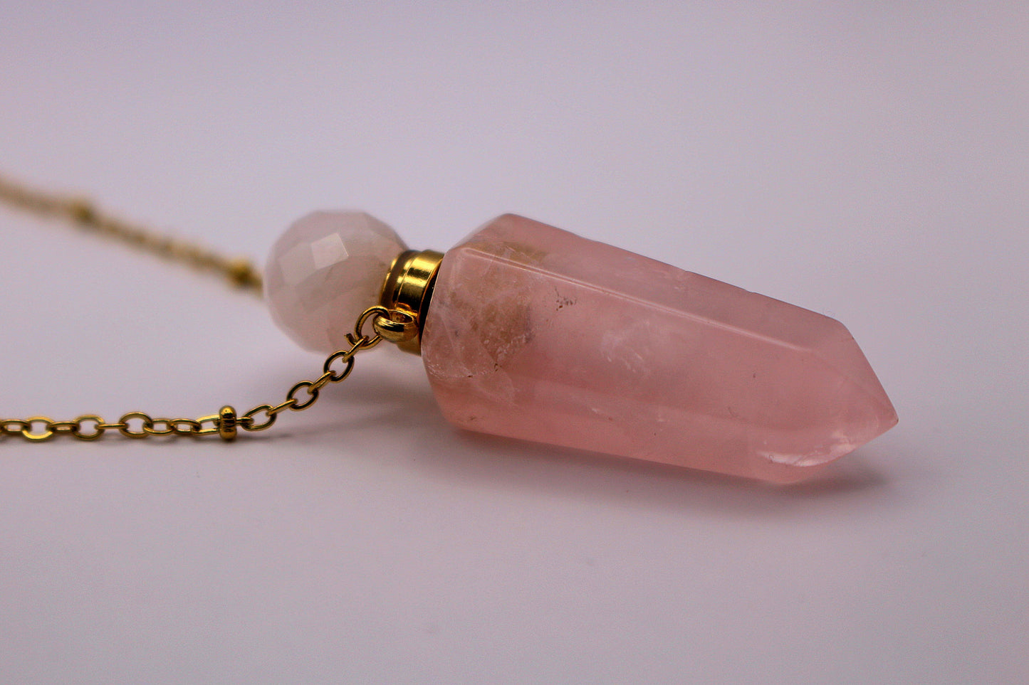 Sautoir Fragrance en Quartz rose