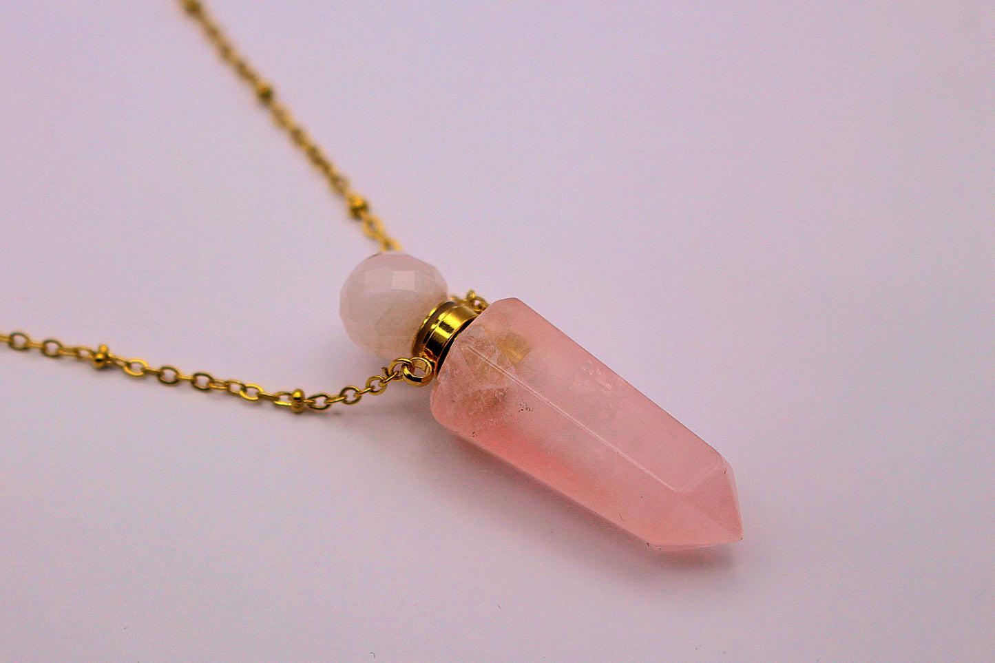 Sautoir Fragrance en Quartz rose