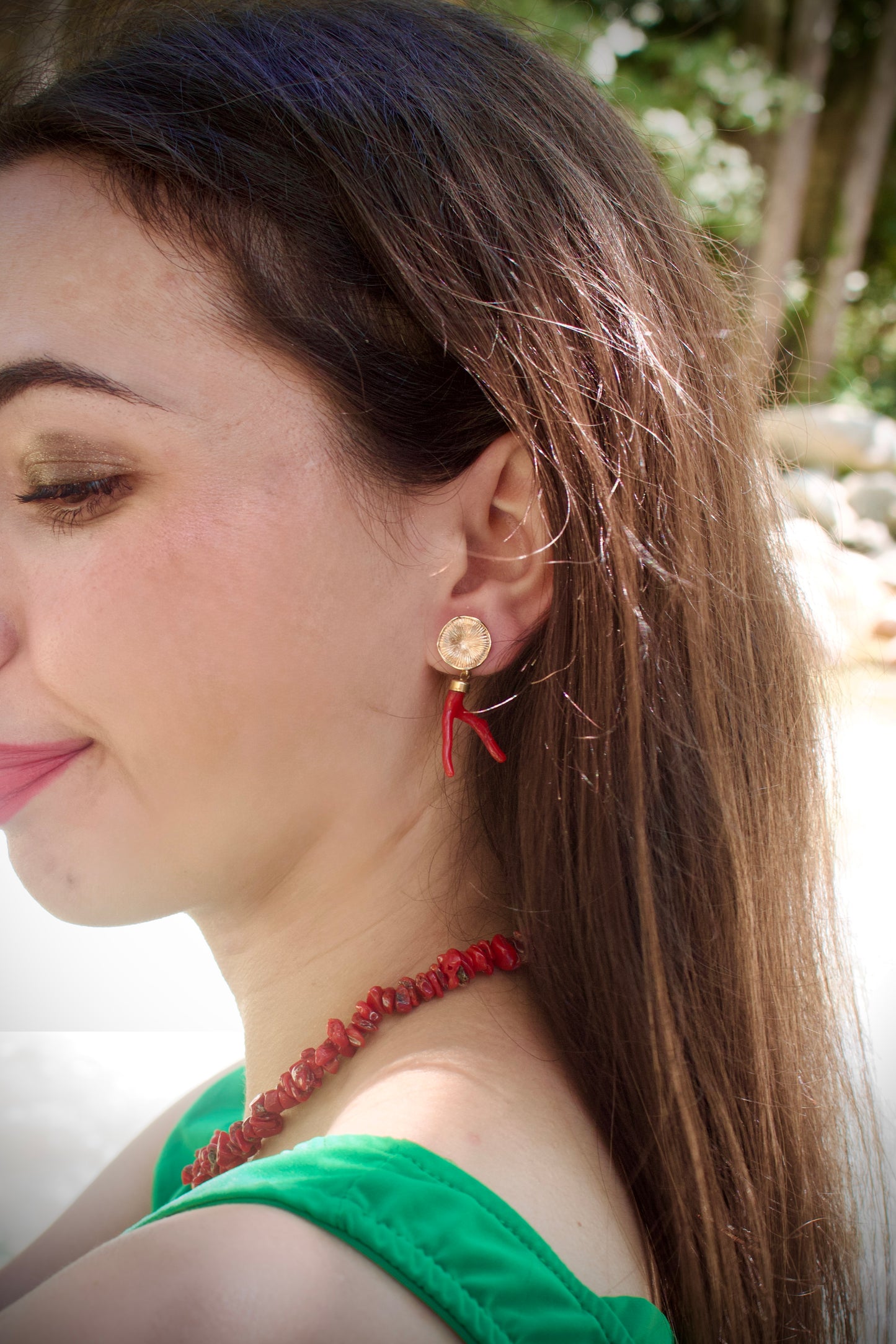 Boucles d’oreilles « Nénuphar » en Corail Corse