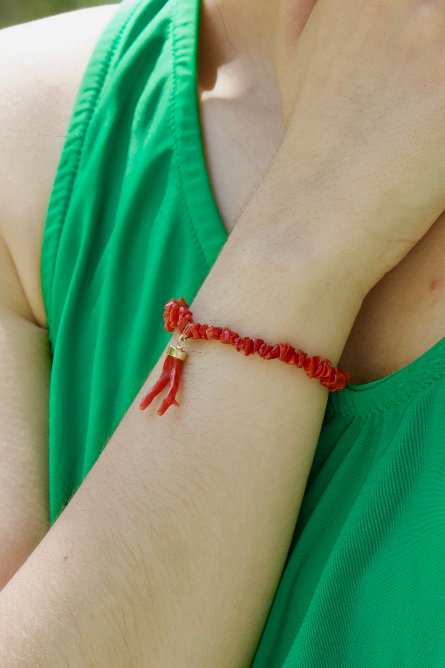 Bracelet « Bavella » Corail Corse et or laminé 14k