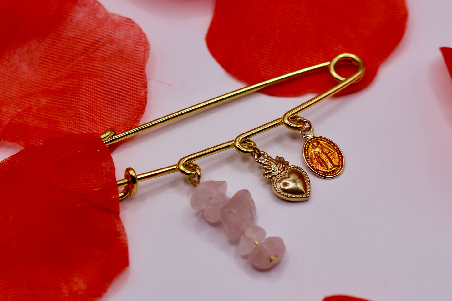 Broche « Valentine » Quartz rose