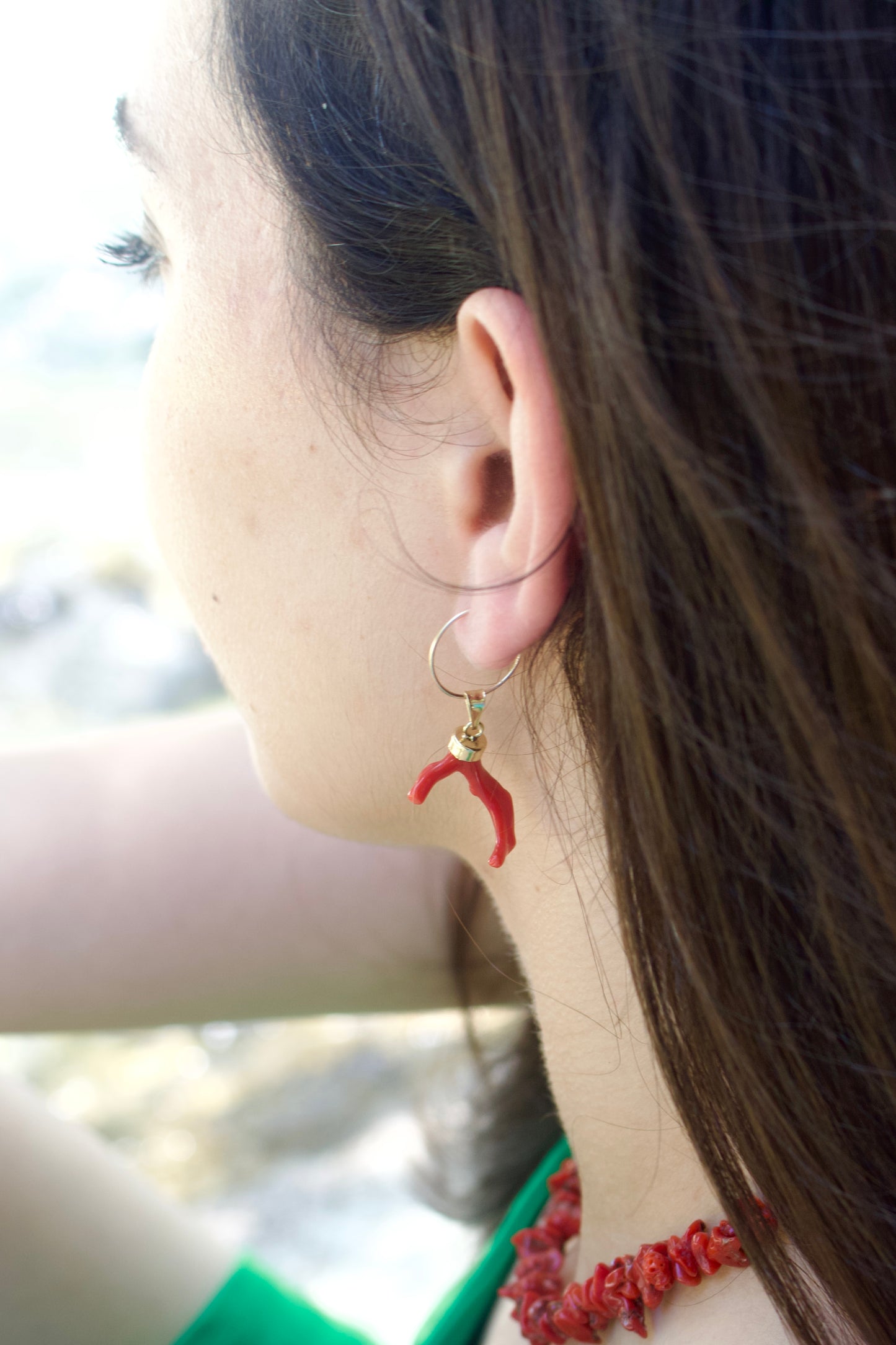 Boucles d’oreilles « Salvatica » en Corail Corse et Or laminé