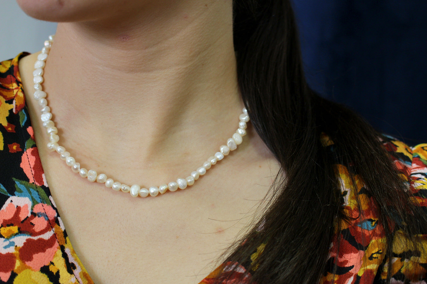 Collier Baroque en perles de culture / Saphir