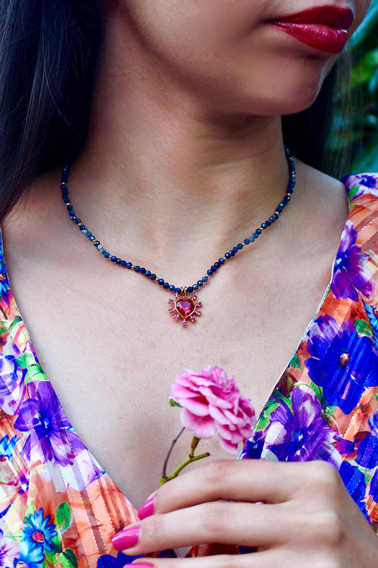 Collier « Saphir d’amour » or laminé, gold filled
