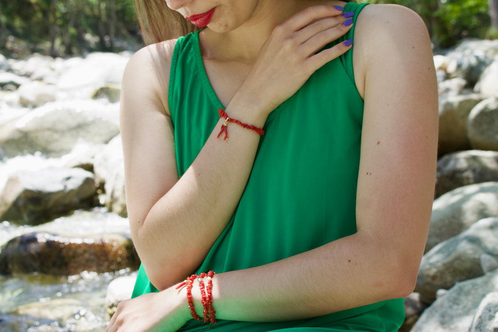 Bracelet « Bavella » Corail Corse et or laminé 14k