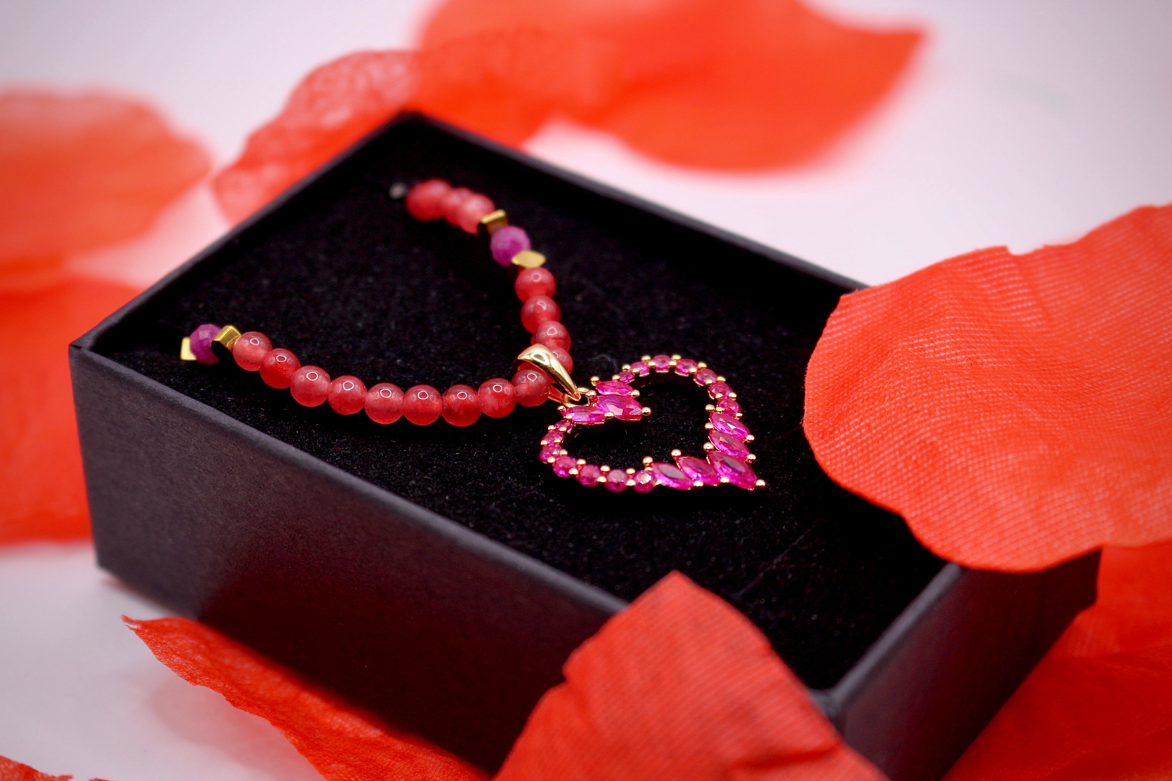 Collier « Chérie » Rhodonite et Rubis