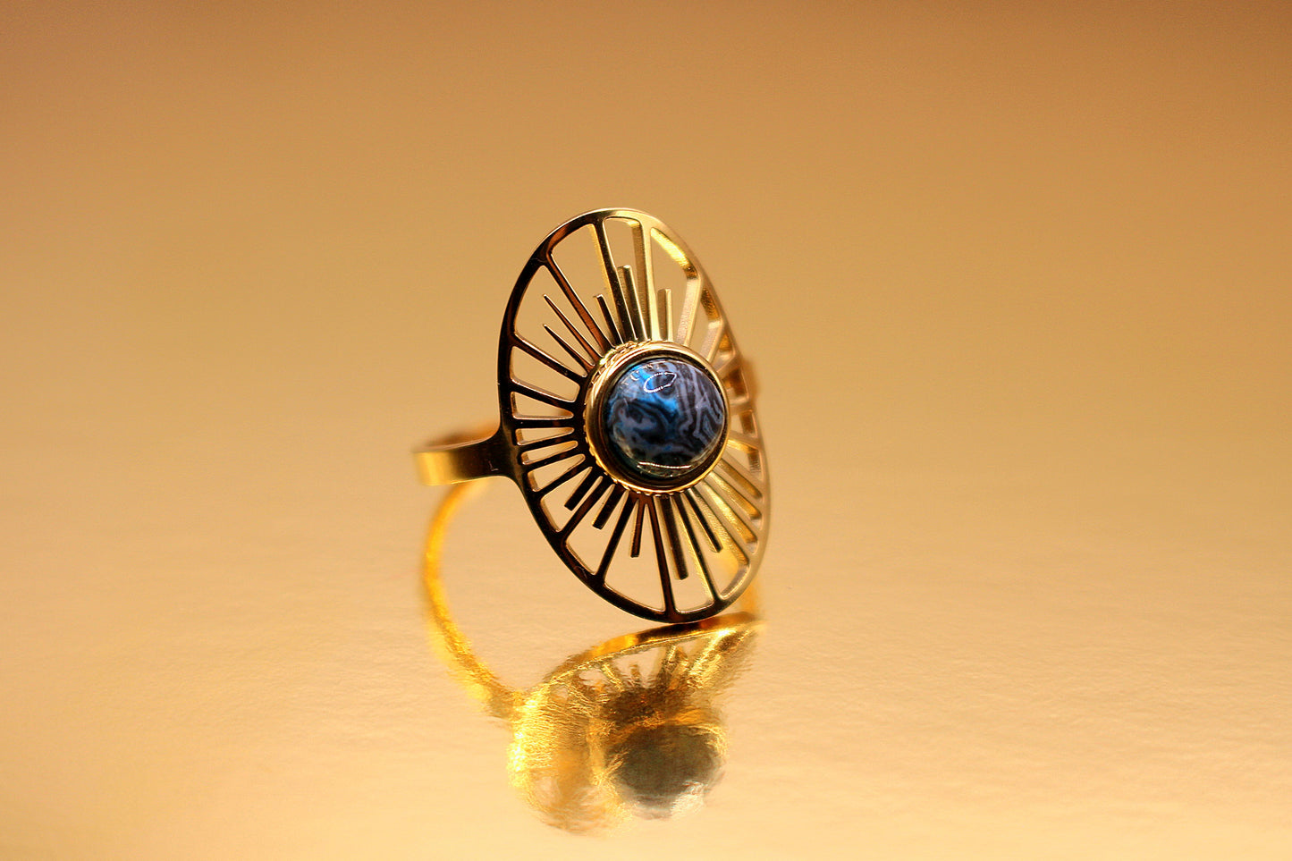 Bague Étoile en Agate Crazy Lace blueu