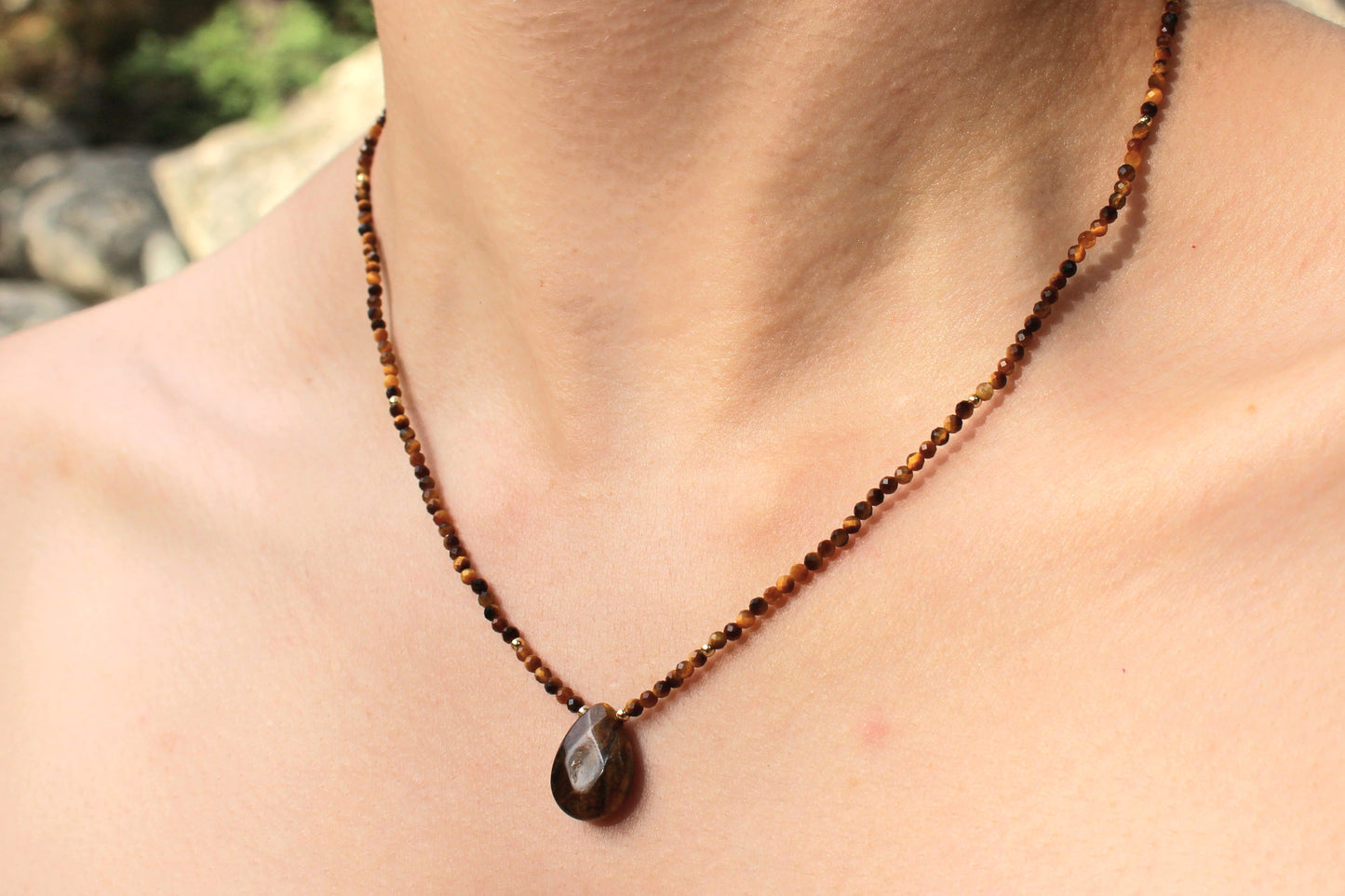 Collier Savane en Oeil de Tigre