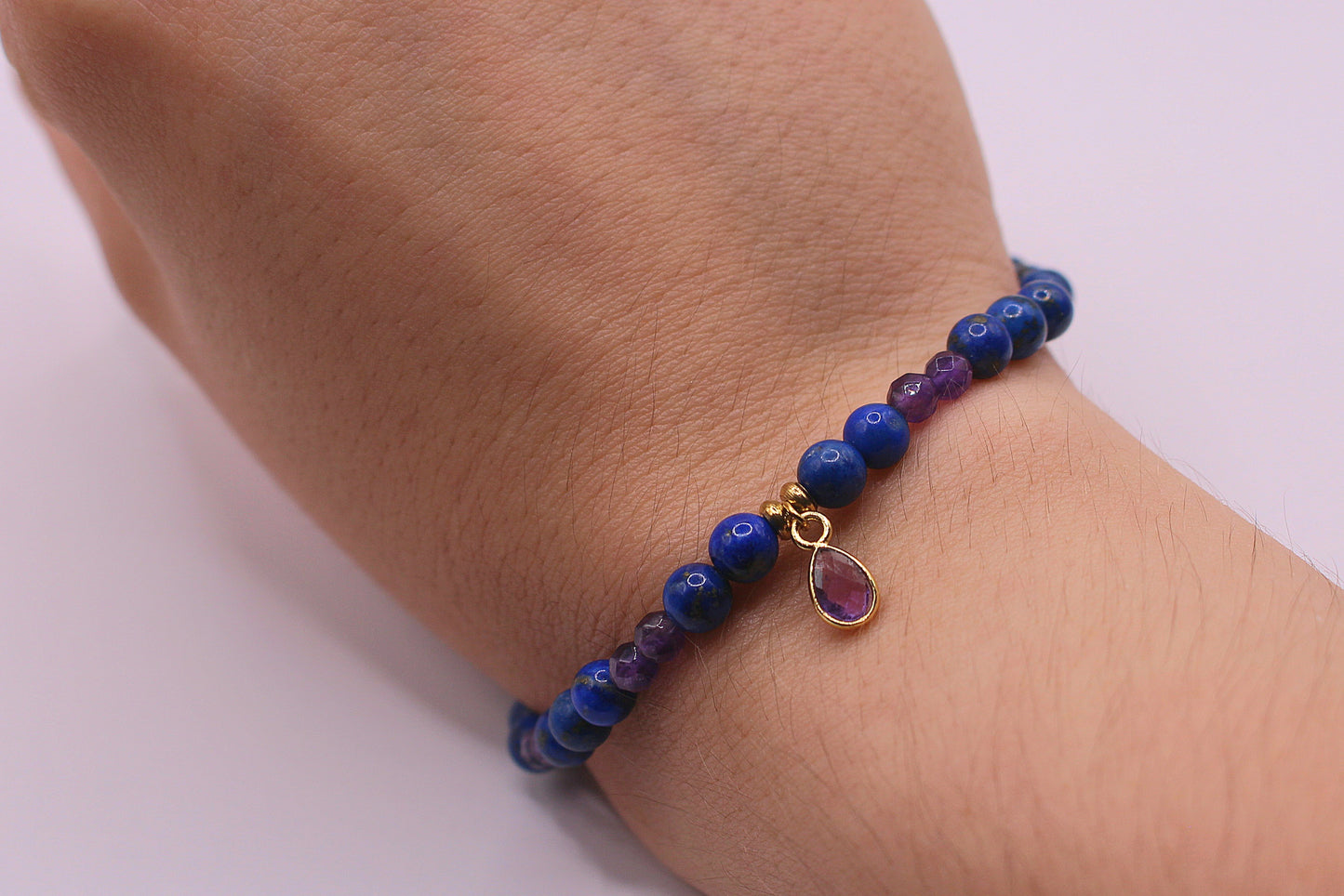 Bracelet Scintillant en Amethyste et Lapis Lazuli