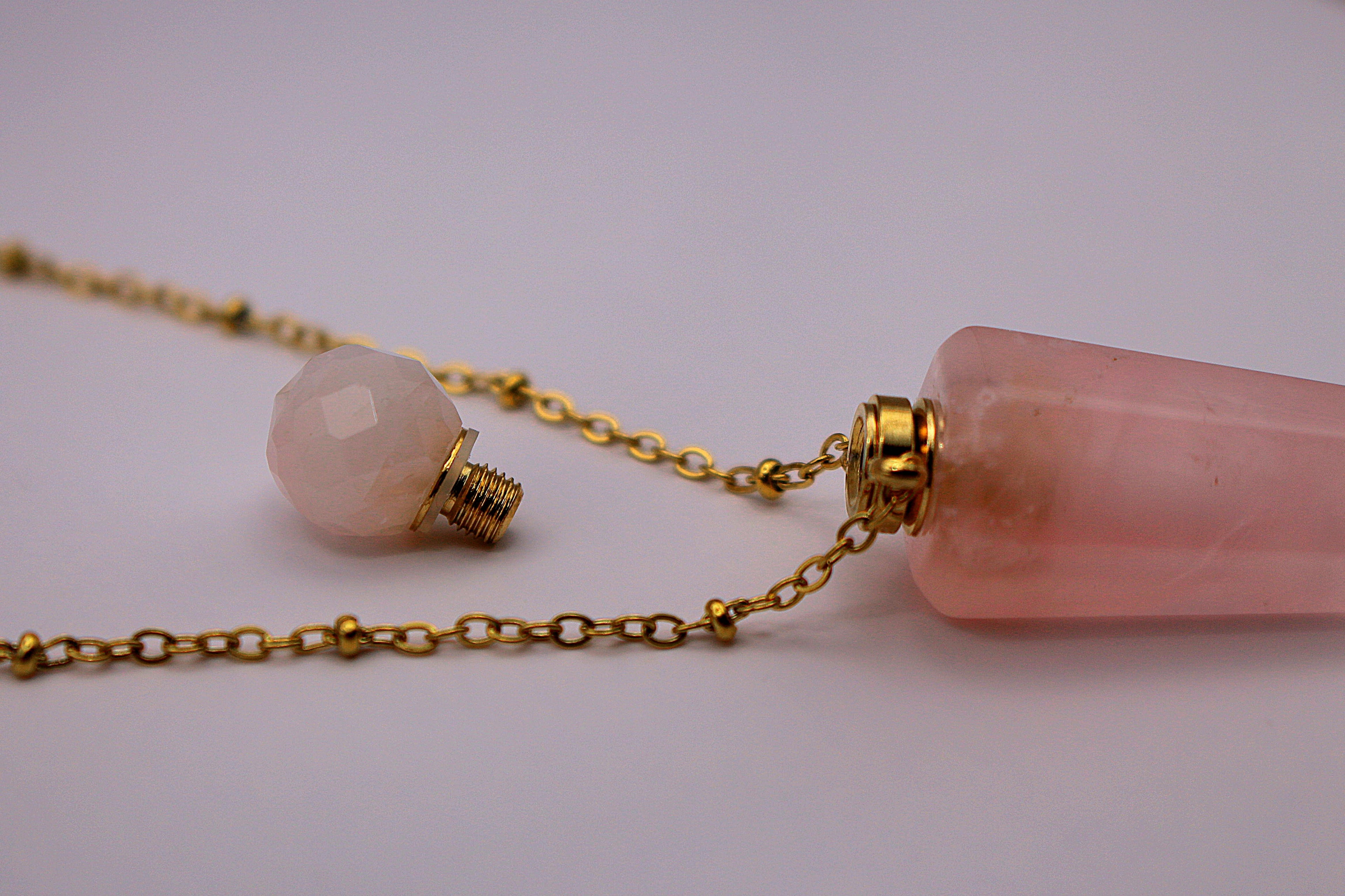 Sautoir Fragrance en Quartz rose