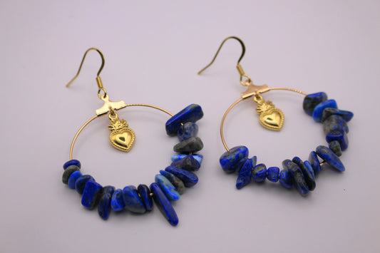 Boucles d'oreilles Cupidon en Lapis-lazuli