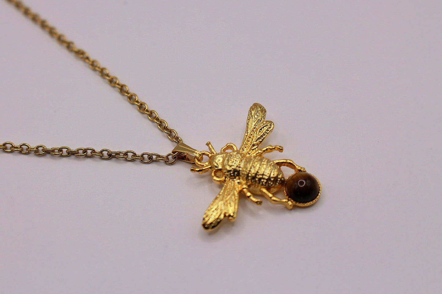 Collier Abeille avec Oeil de tigre