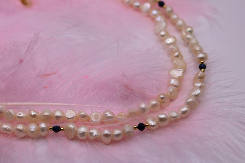 Collier Baroque en perles de culture / Saphir