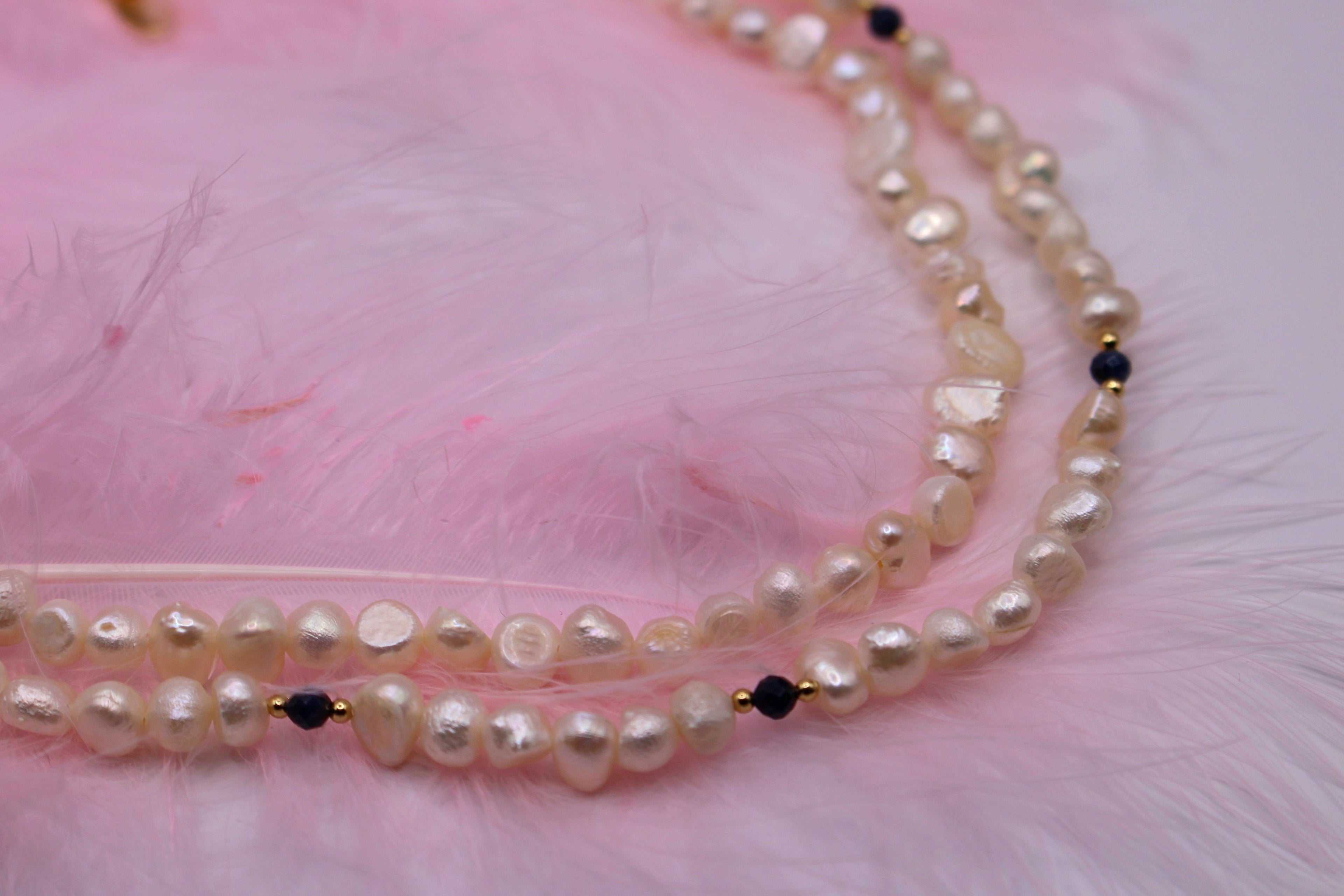 Collier Baroque en perles de culture / Saphir