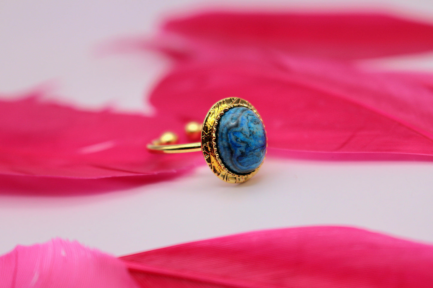 Bague Étincelle en Agate Cray blue