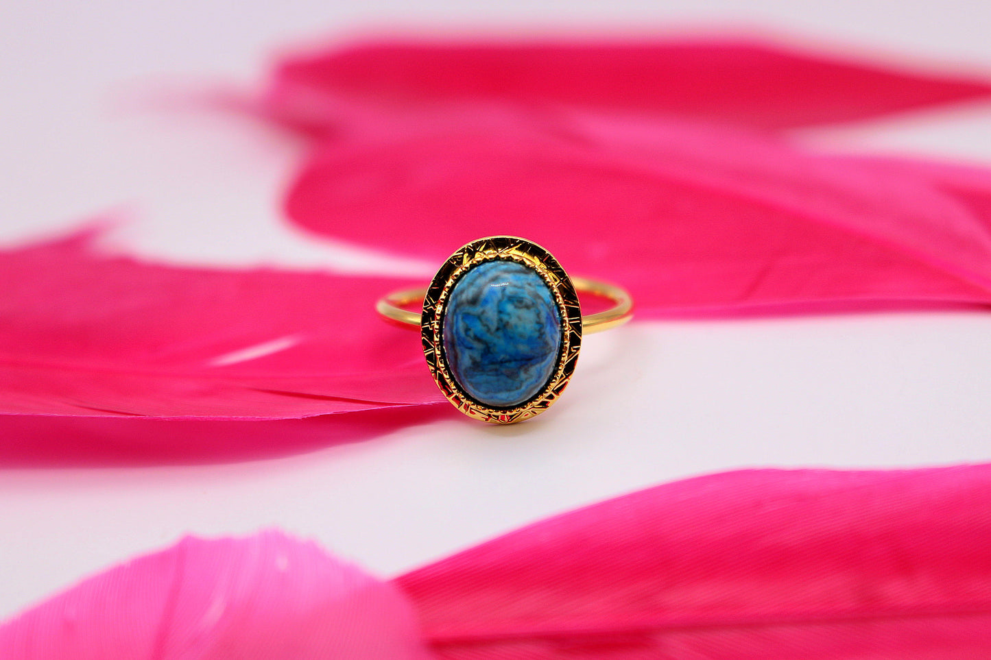 Bague Étincelle en Agate Cray blue