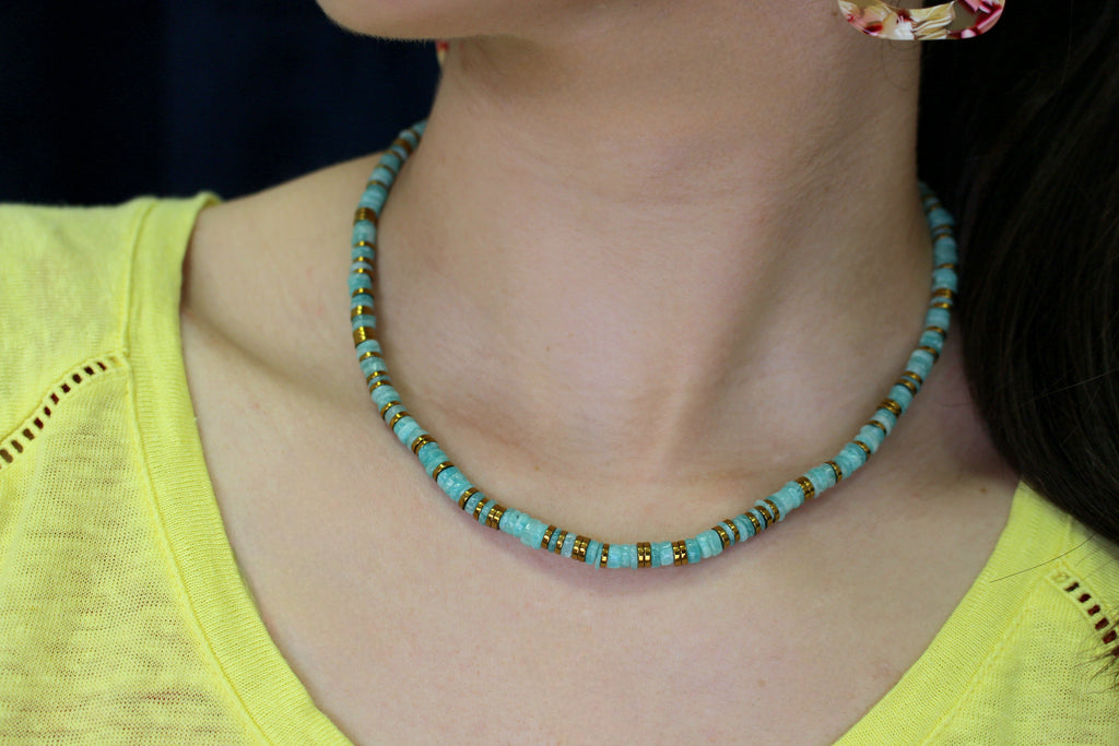 Collier Surf en Amazonite
