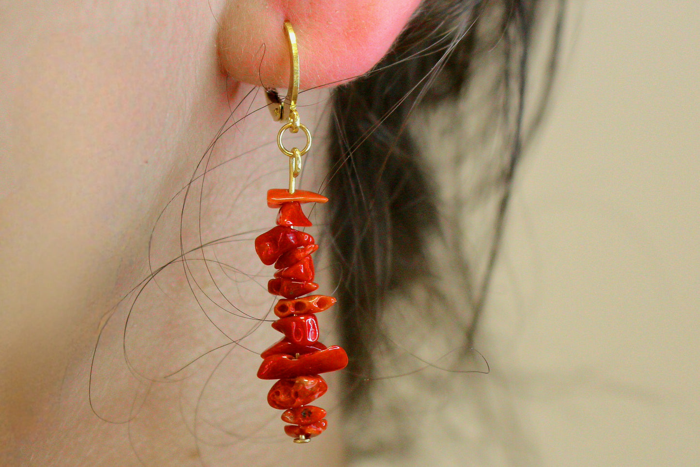 Boucles d'oreilles Bavella en Corail