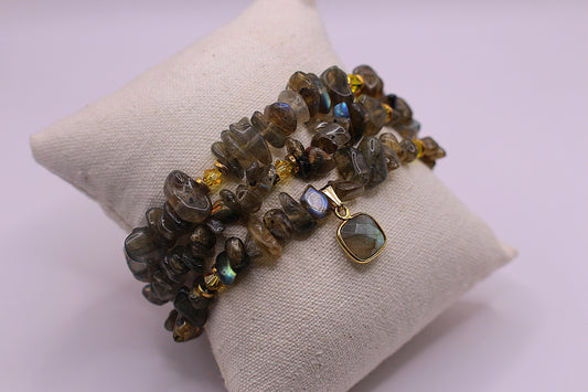 Bracelet Triple Gemme en Labradorite