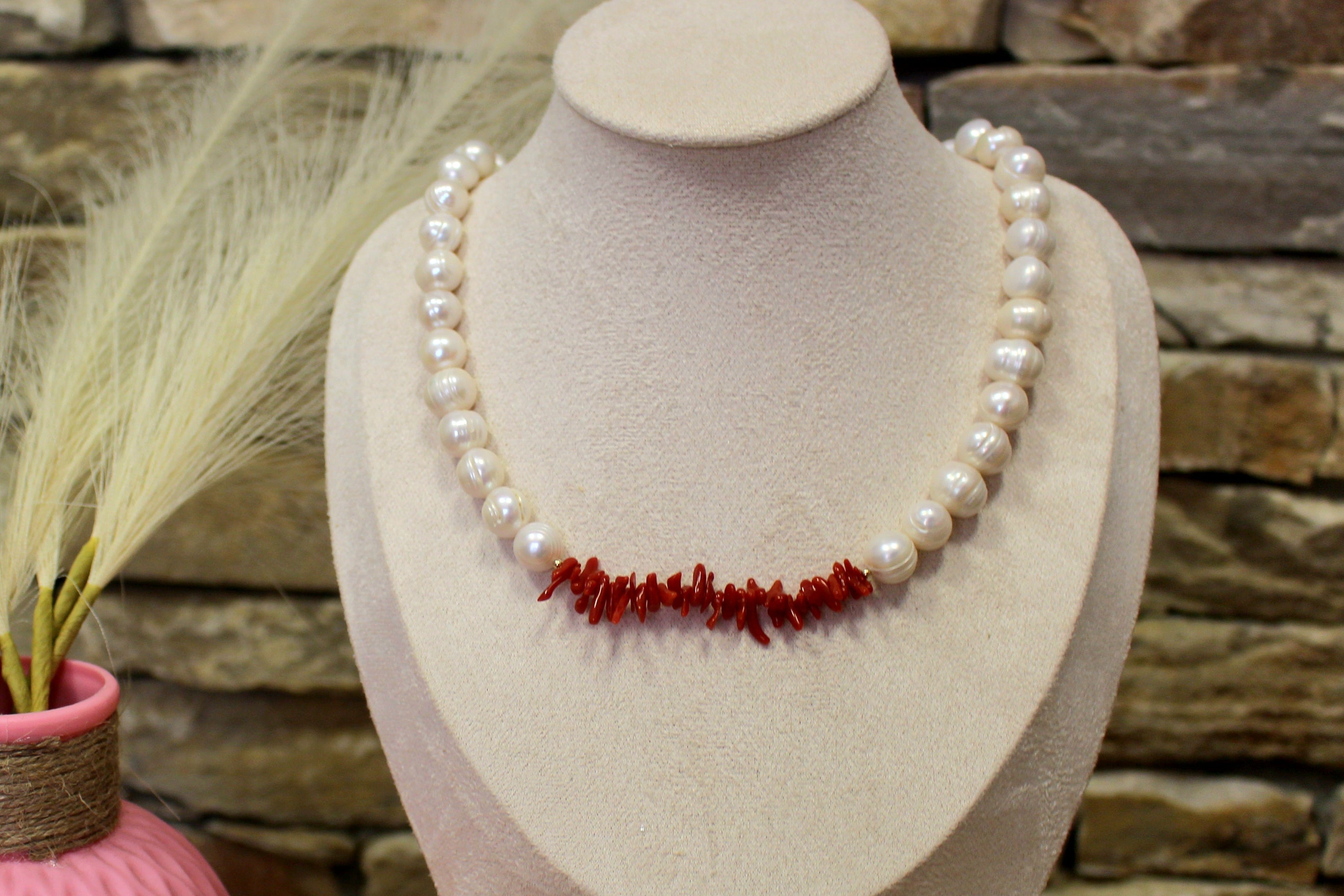 Collier Roccapina en Corail et Perles de Culture