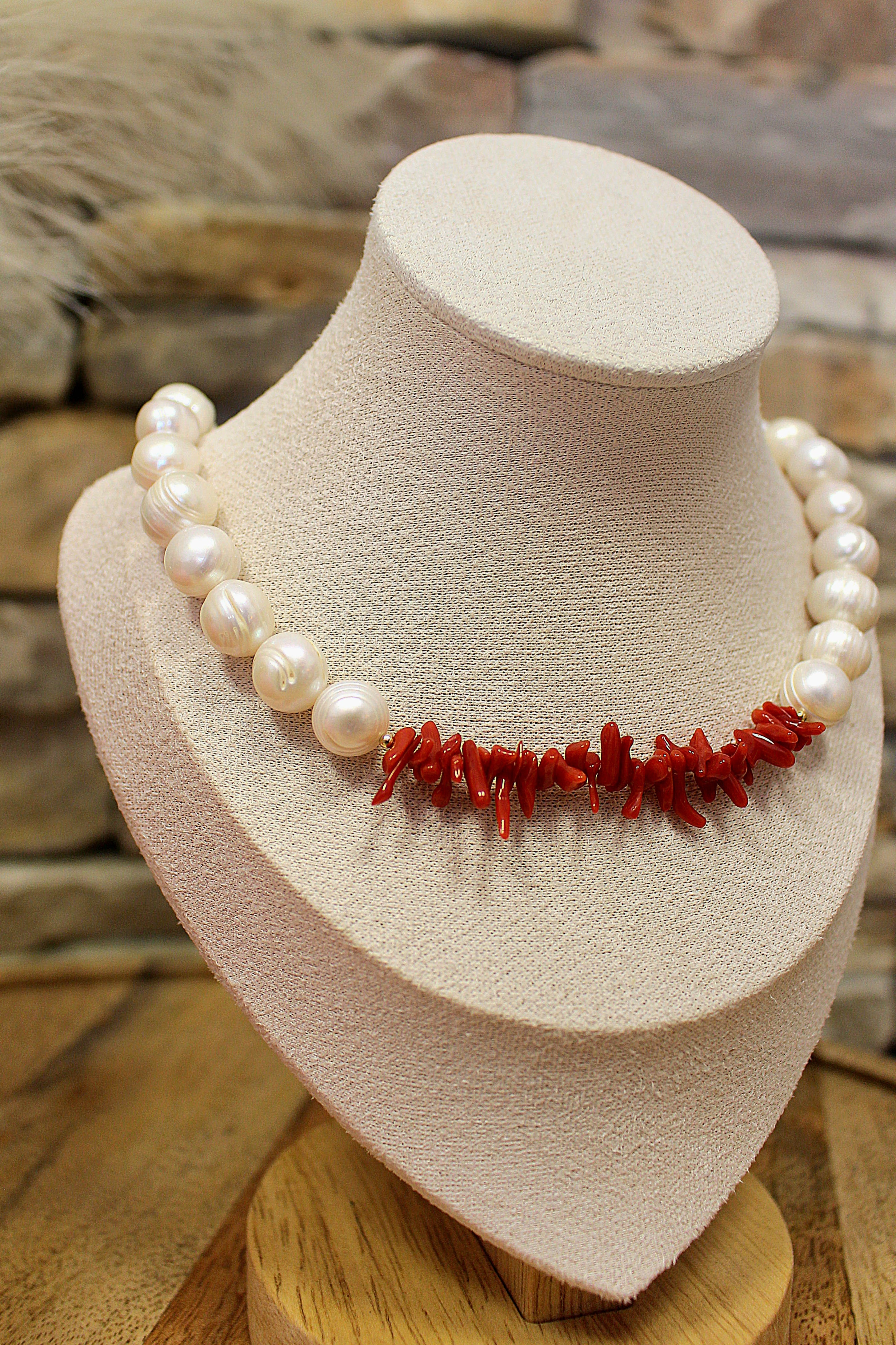 Collier Roccapina en Corail et Perles de Culture