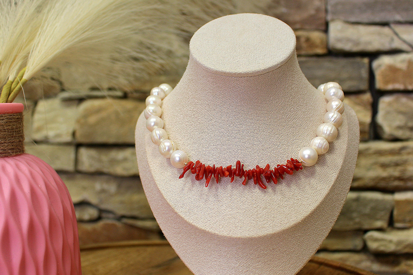 Collier Roccapina en Corail et Perles de Culture