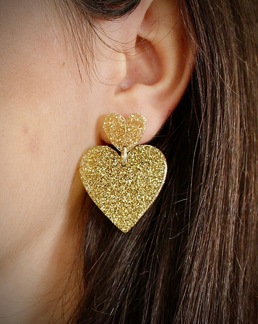 Boucles d’oreilles Double cœur