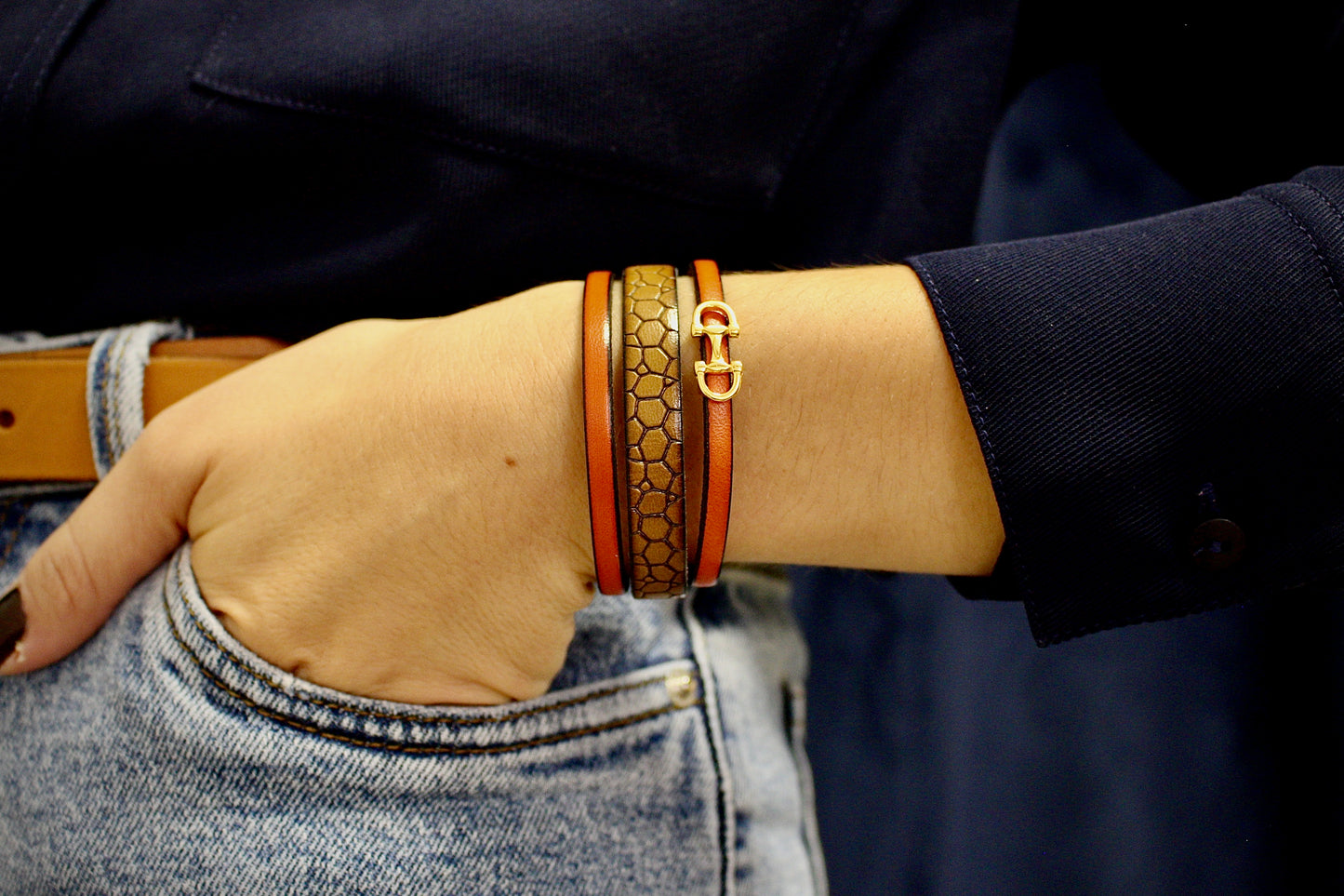 Bracelet Croco en Cuir