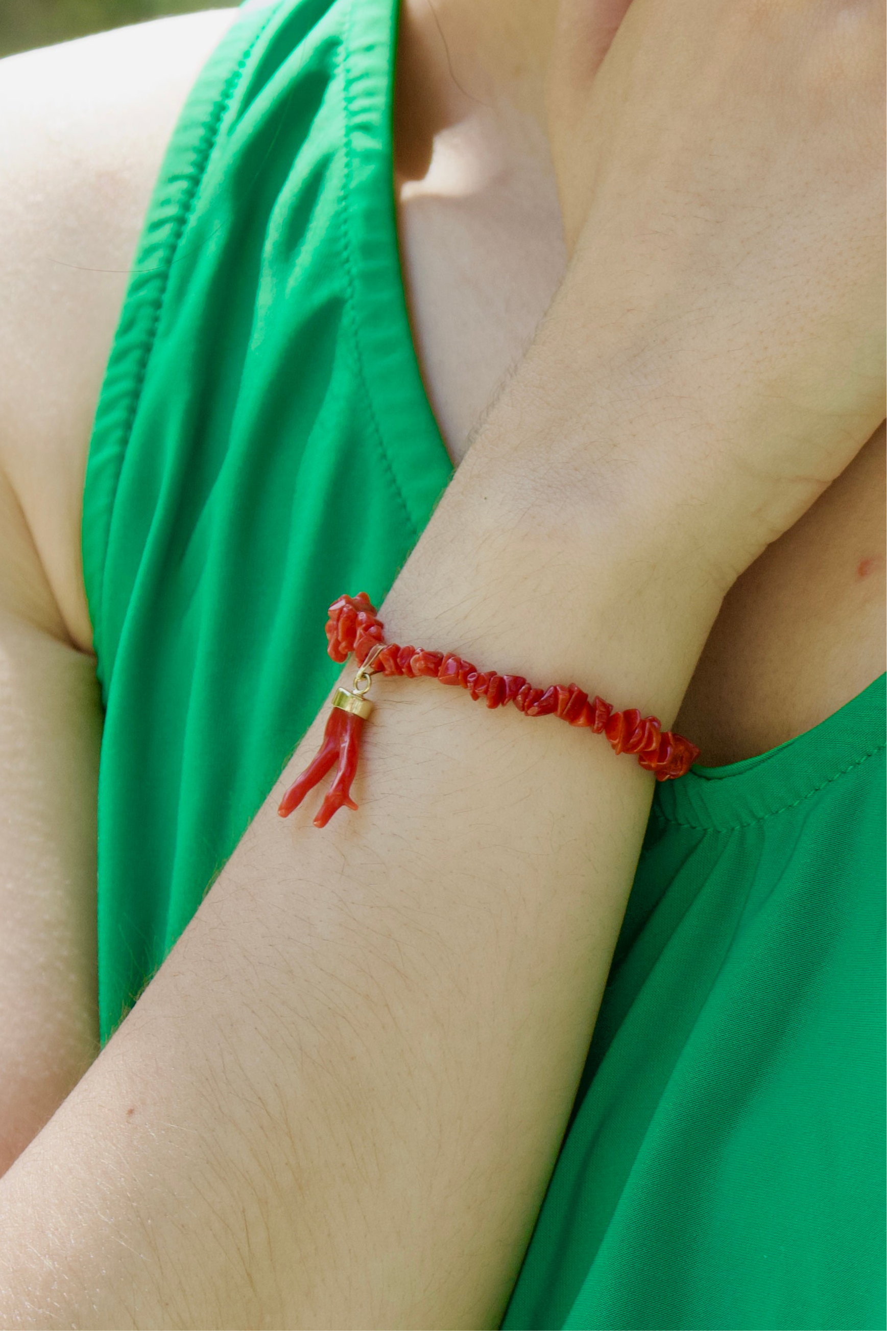 Bracelet « Bavella » Corail Corse et or laminé 14k