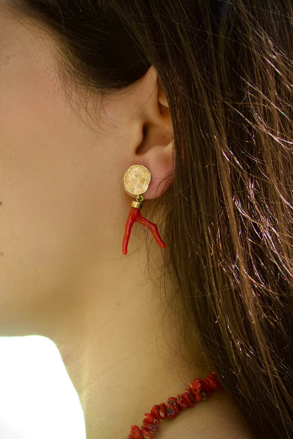 Boucles d’oreilles « Nénuphar » en Corail Corse
