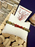 Bracelet « Urbain » Unakite et Corail de Bonifacio