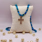 Collier Bleu Sacré en Apatite et Or laminé/plaqué