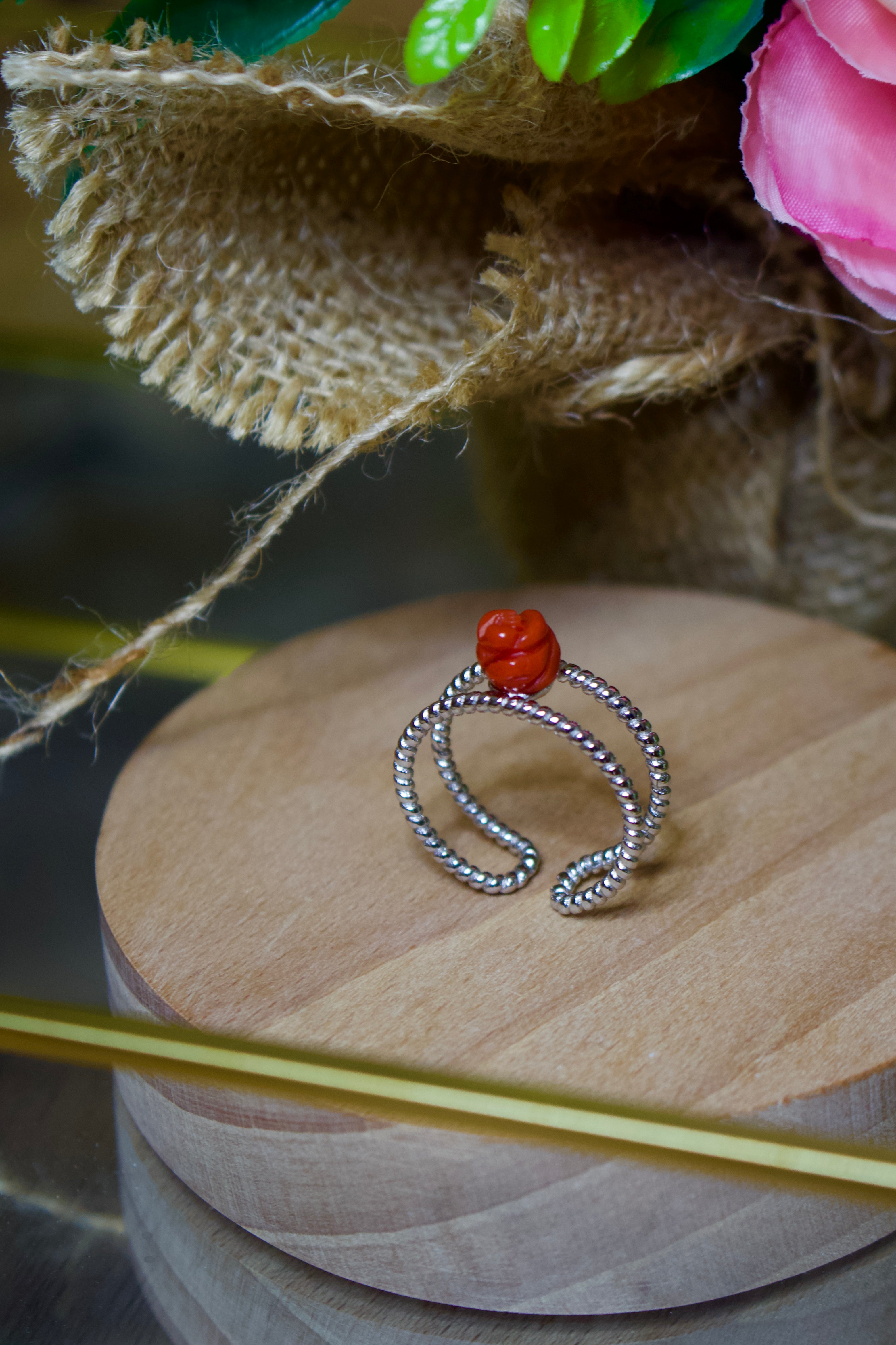 Bague « Fiore » corail de Bonifacio