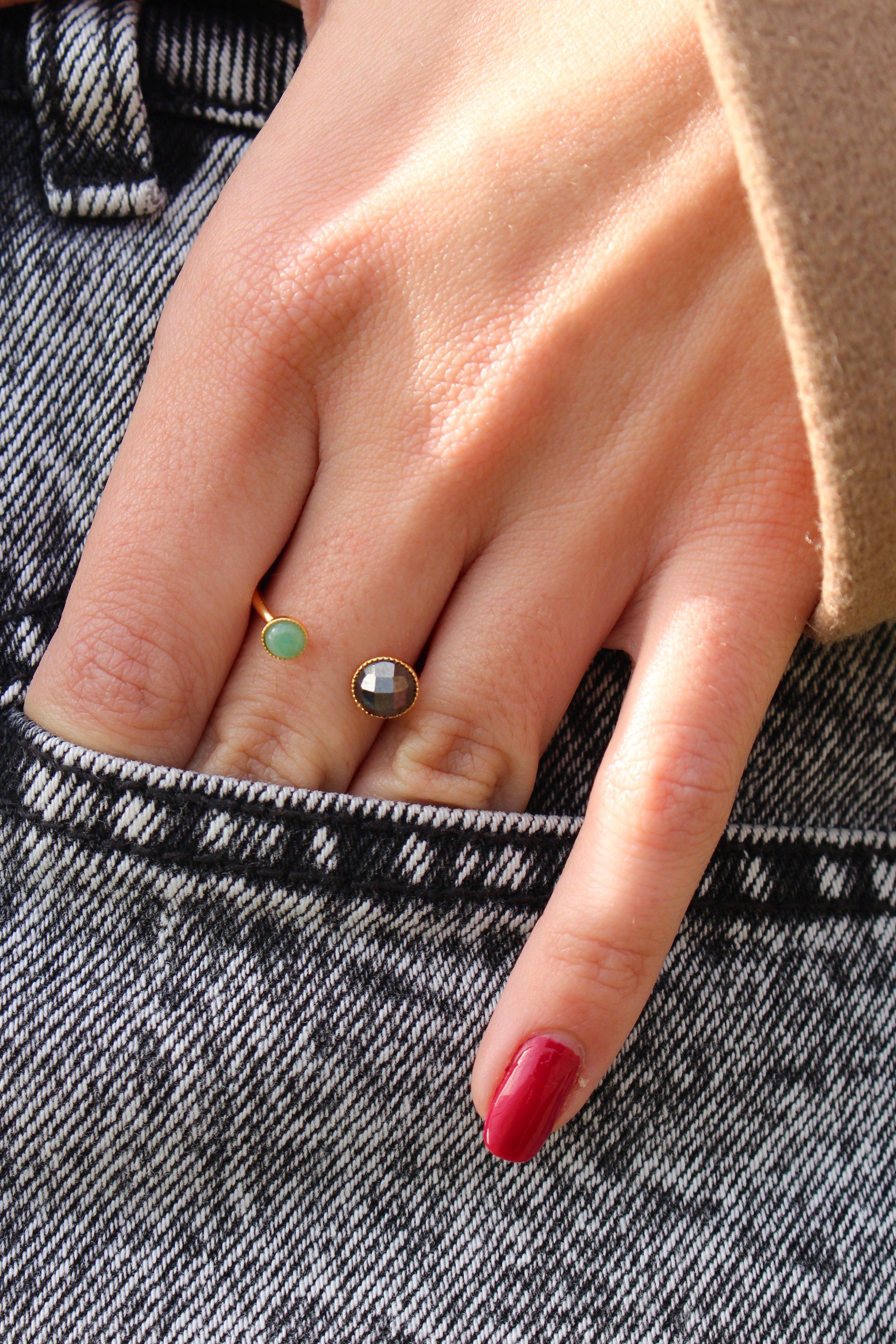 Bague « Aura » émeraude et hématite