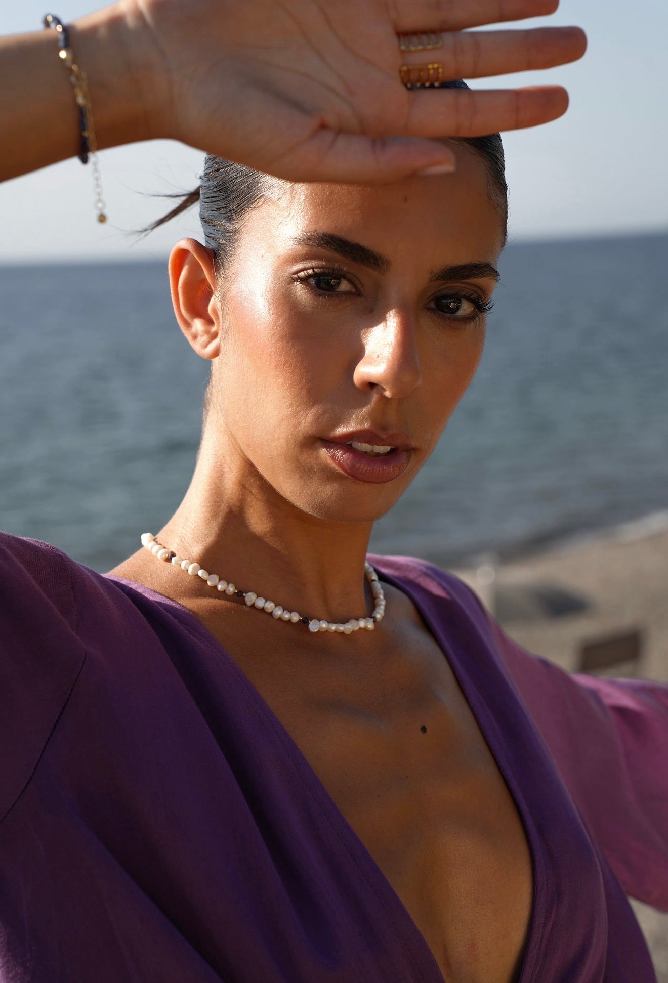 Collier « Baroque » perles de culture et Saphir