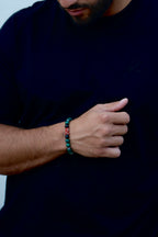 Bracelet « Urbain » - Tofazze x U masciu. Malachite, onyx et corail de Bonifacio