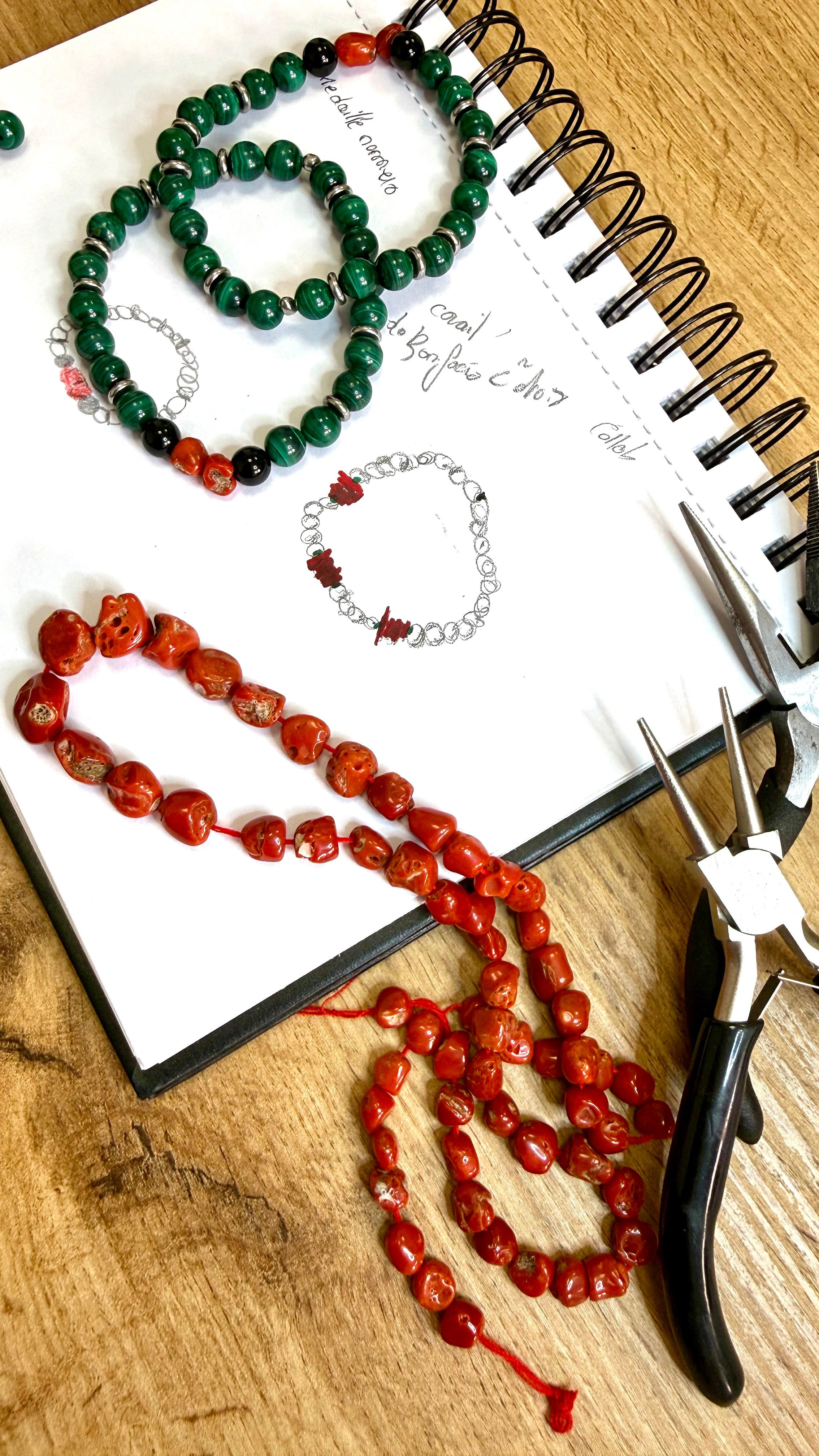 Bracelet « Urbain » - Tofazze x U masciu. Malachite, onyx et corail de Bonifacio