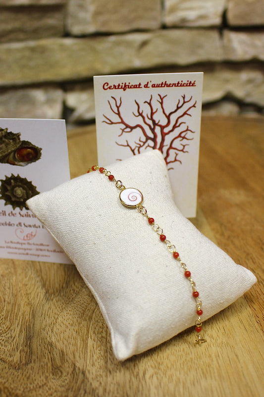 Bracelet « Roccapina » Corail de Bonifacio et Œil de St Lucie