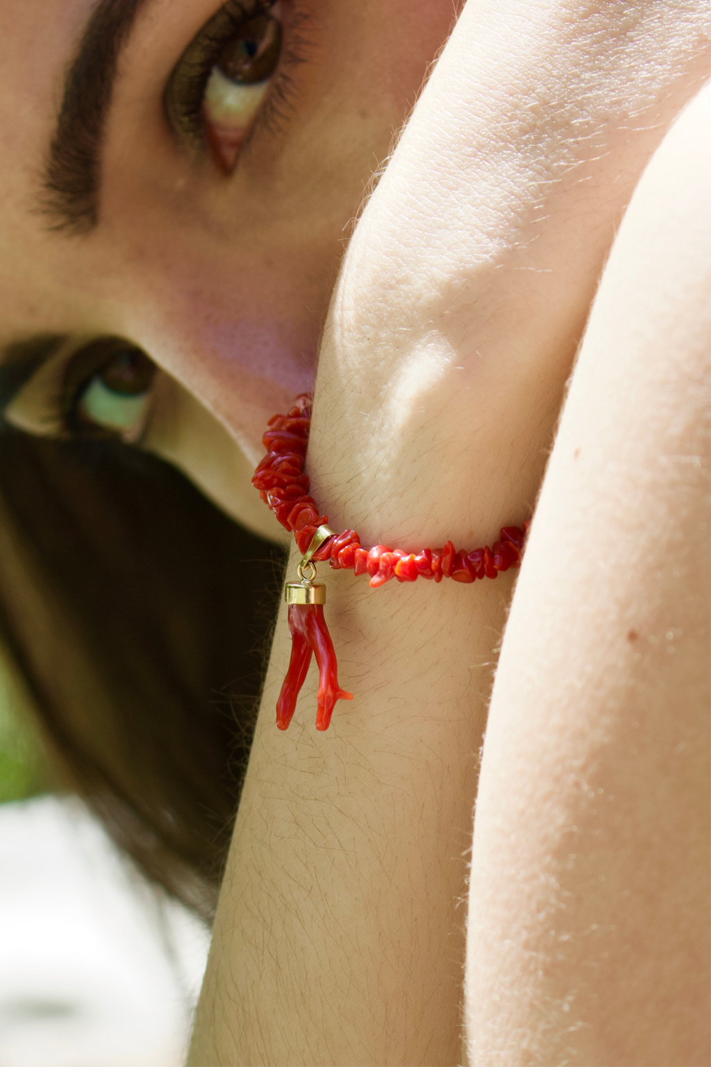 Bracelet « Bavella » Corail Corse et or laminé 14k