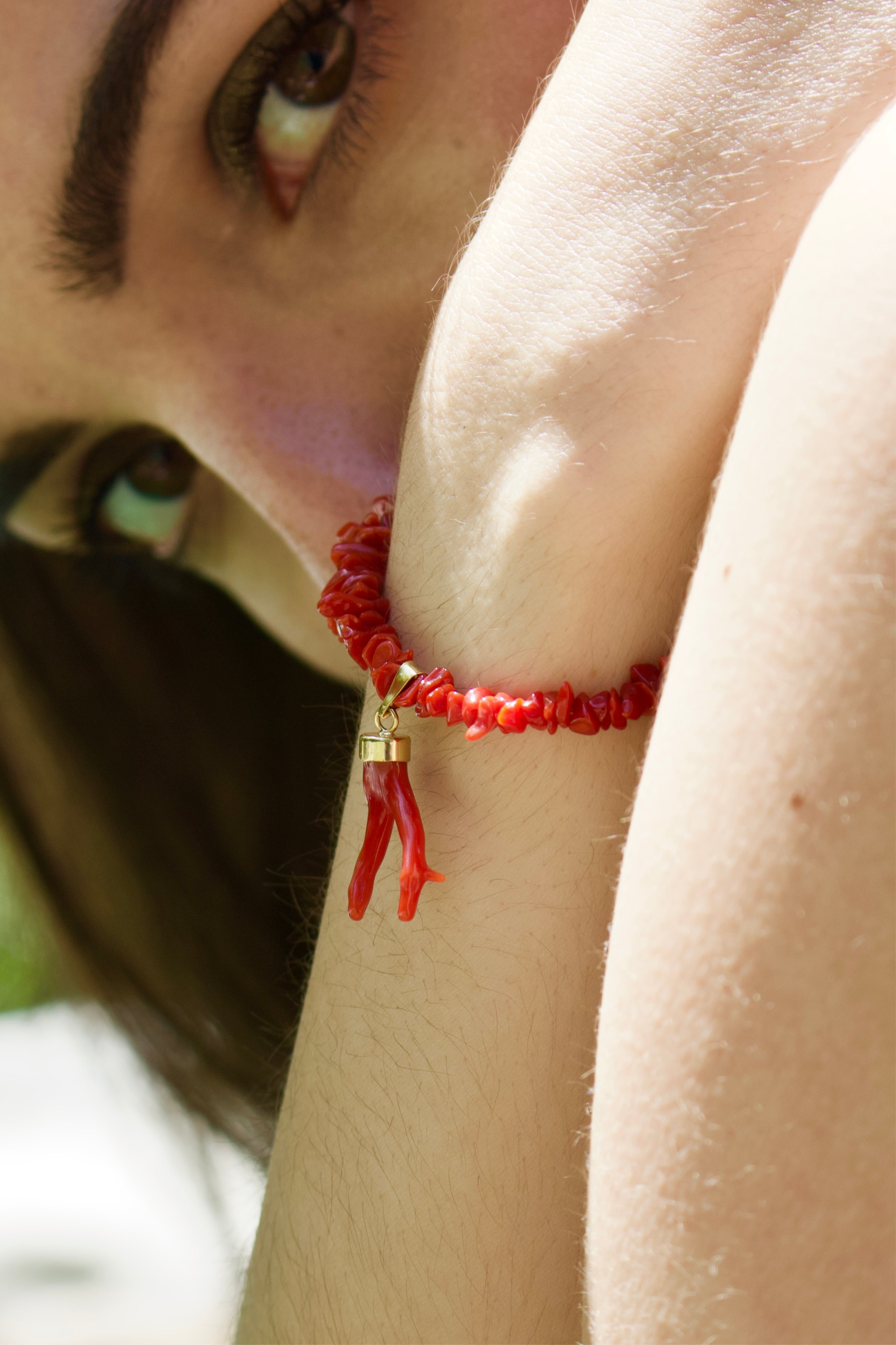 Bracelet « Bavella » Corail Corse et or laminé 14k