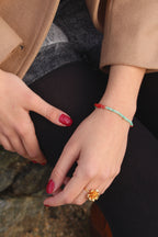 Bracelet « Bonifaziu » émeraude et Corail de Bonifacio