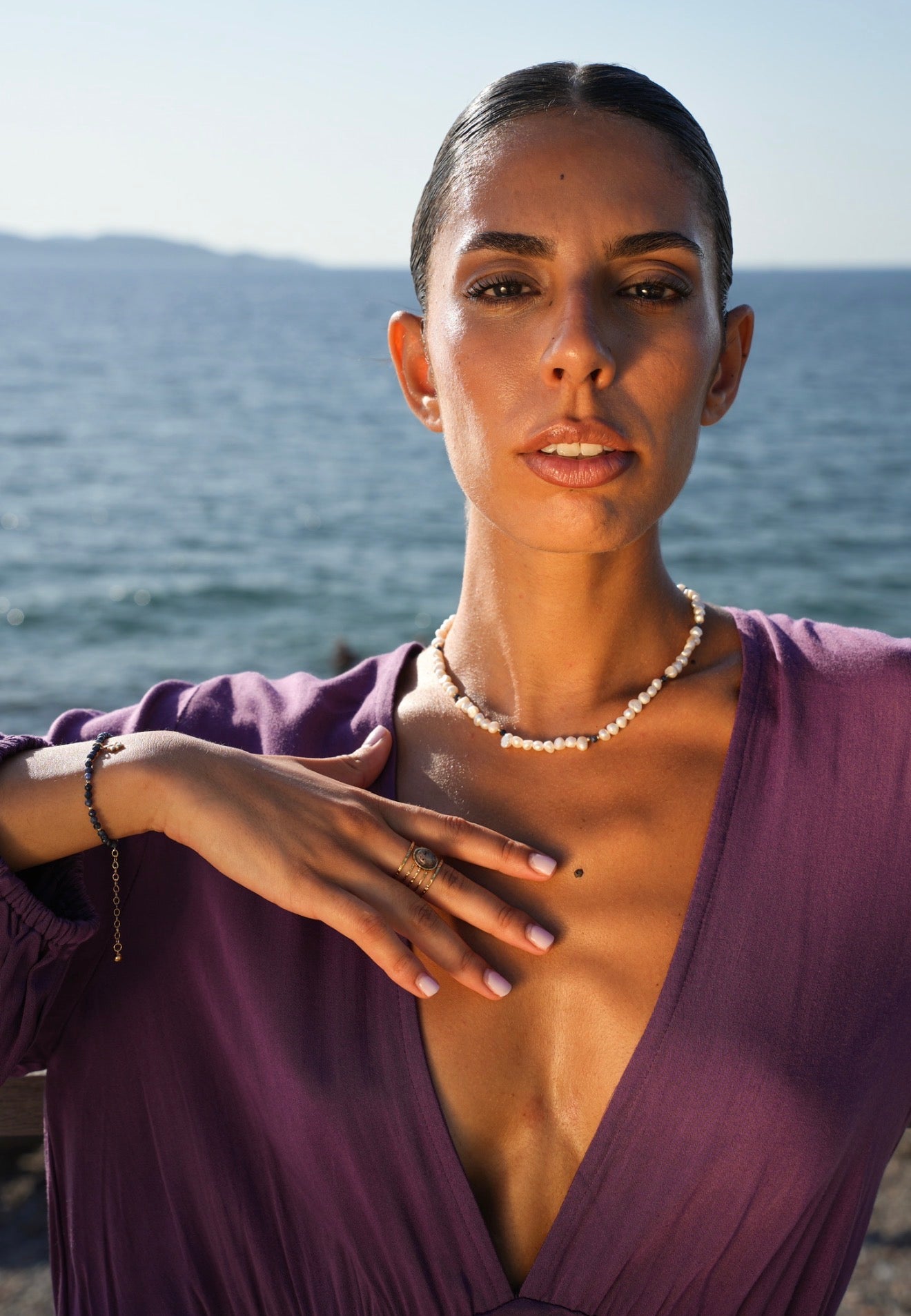 Collier « Baroque » perles de culture et Saphir