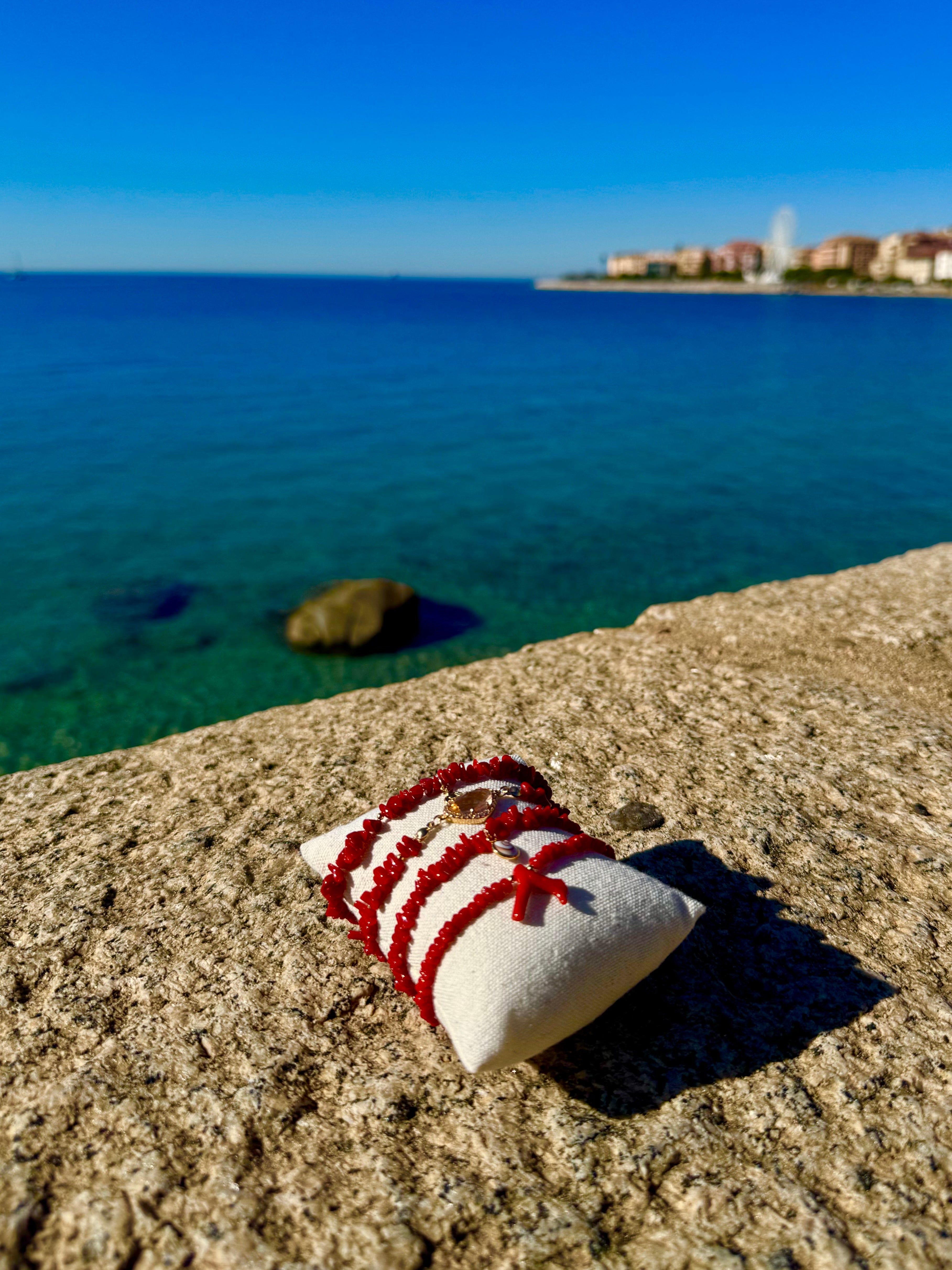Bracelet « Piantarella » Corail de Bonifacio et Or laminé 14k
