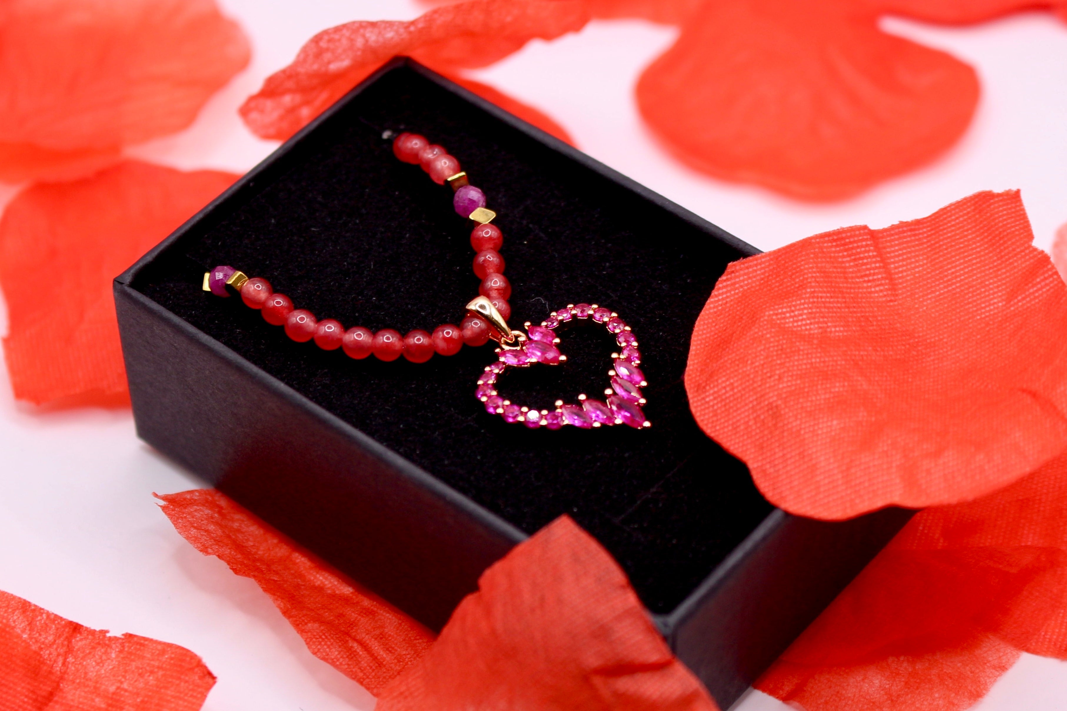 Collier « Chérie » Rhodonite et Rubis