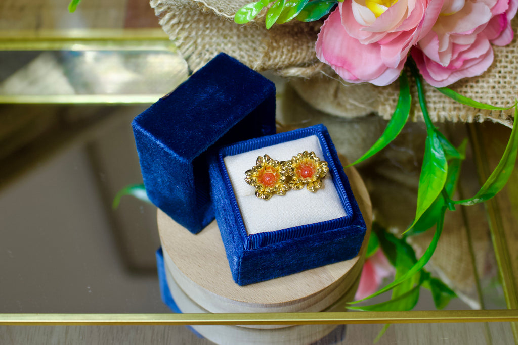 Boucles d’oreilles « Éclosion » Corail de Bonifacio