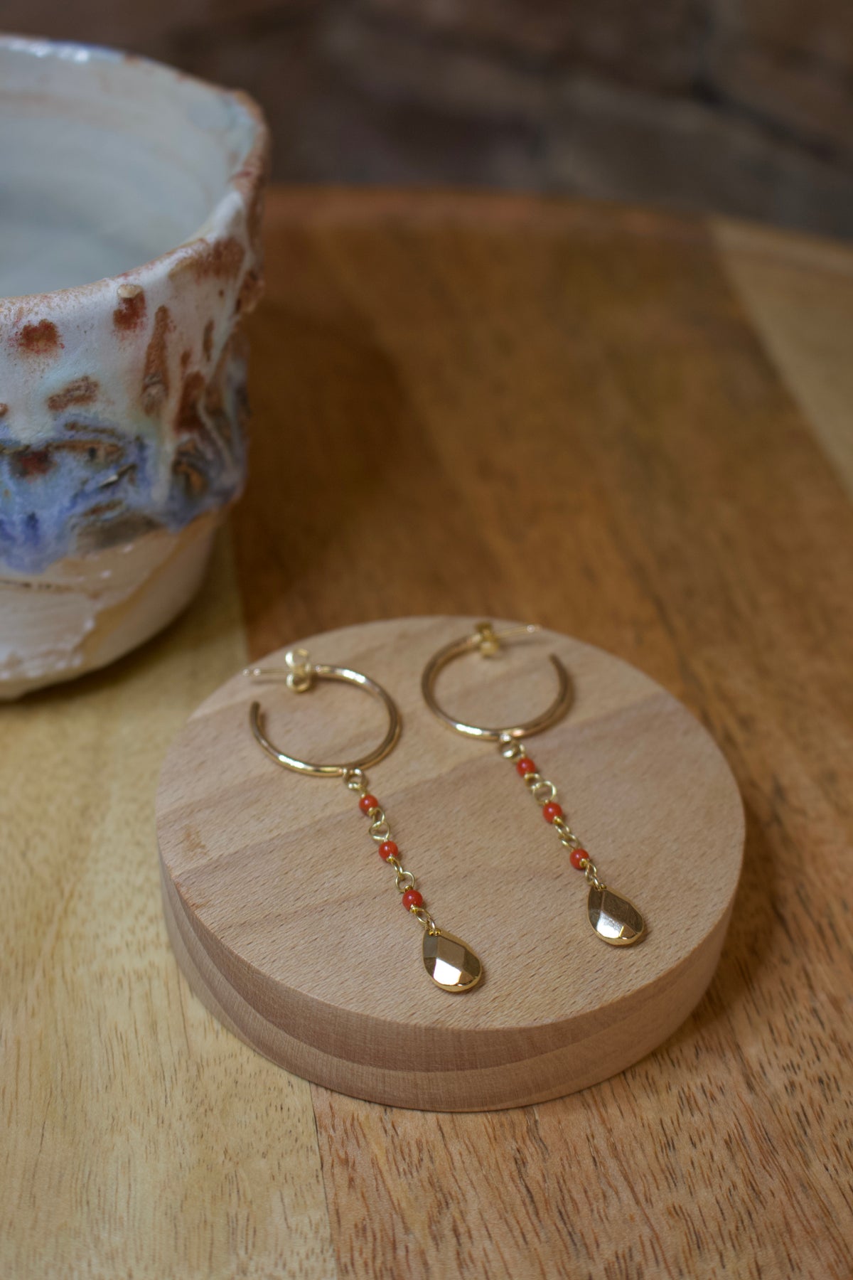 Boucles d’oreilles « Cascade » Corail de Bonifacio