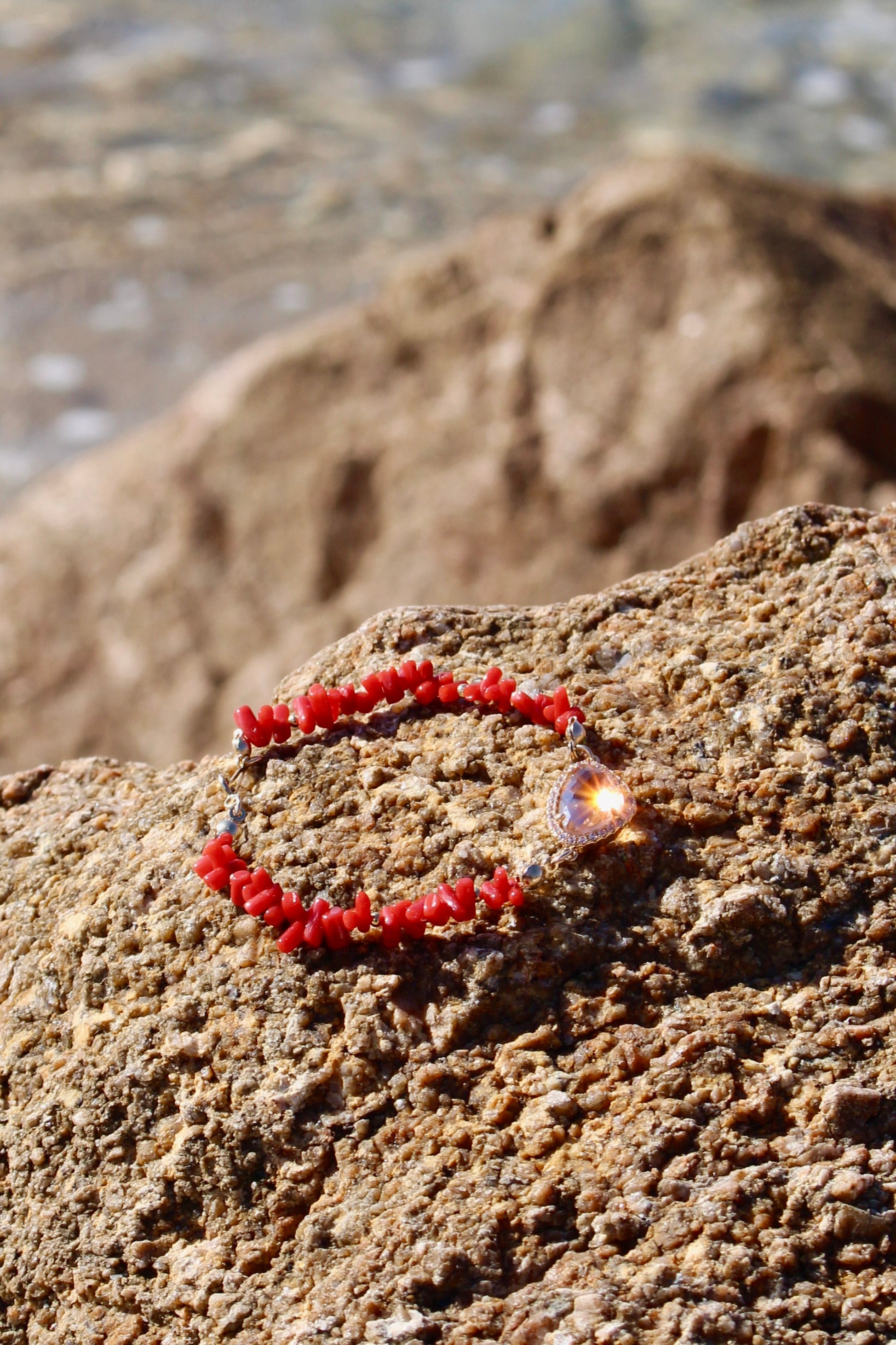Bracelet « Carmin » Corail de Bonifacio et Or laminé