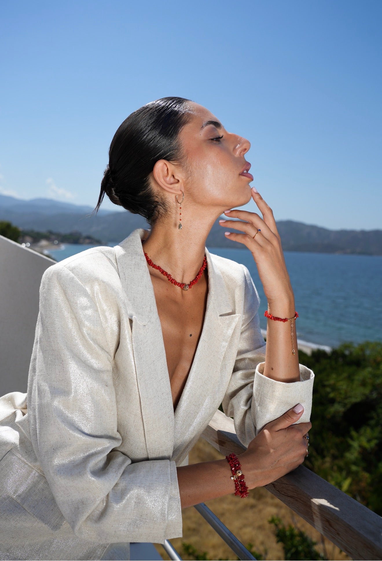 Boucles d’oreilles « Cascade » Corail de Bonifacio