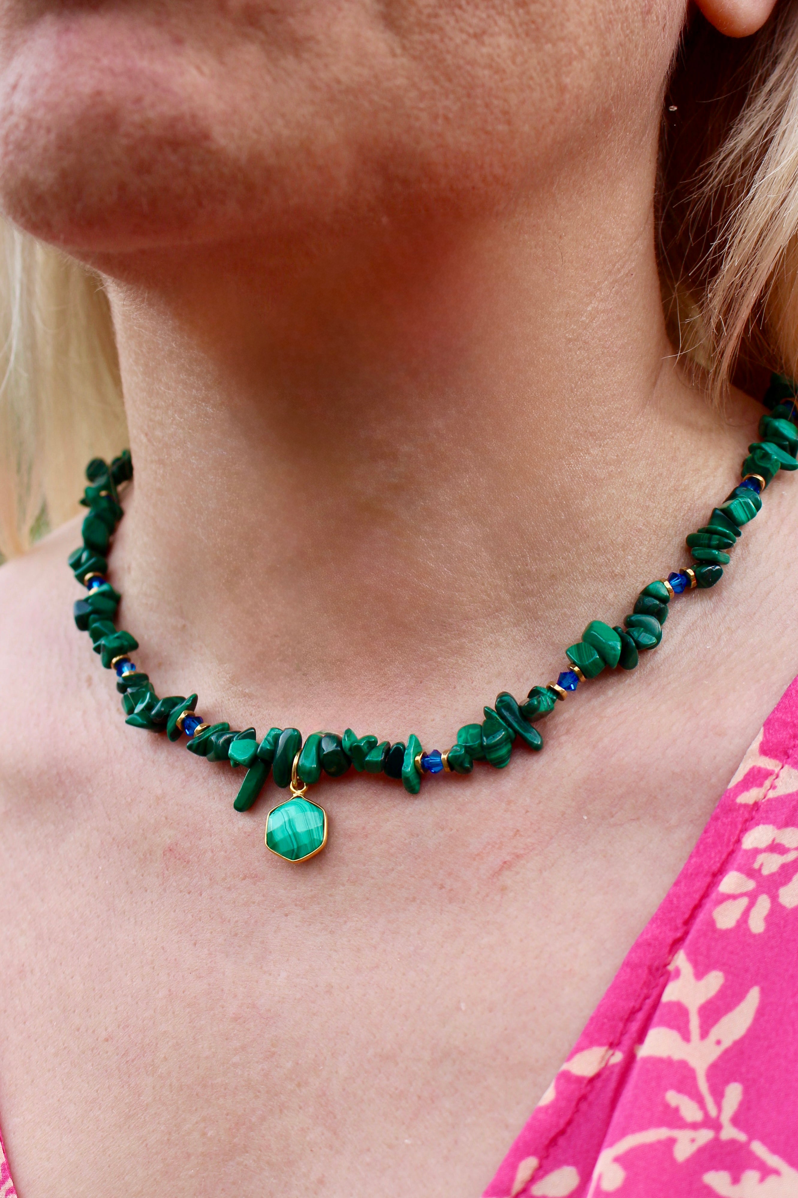 Bracelet « Triple Gemme » Malachite et Swarovski